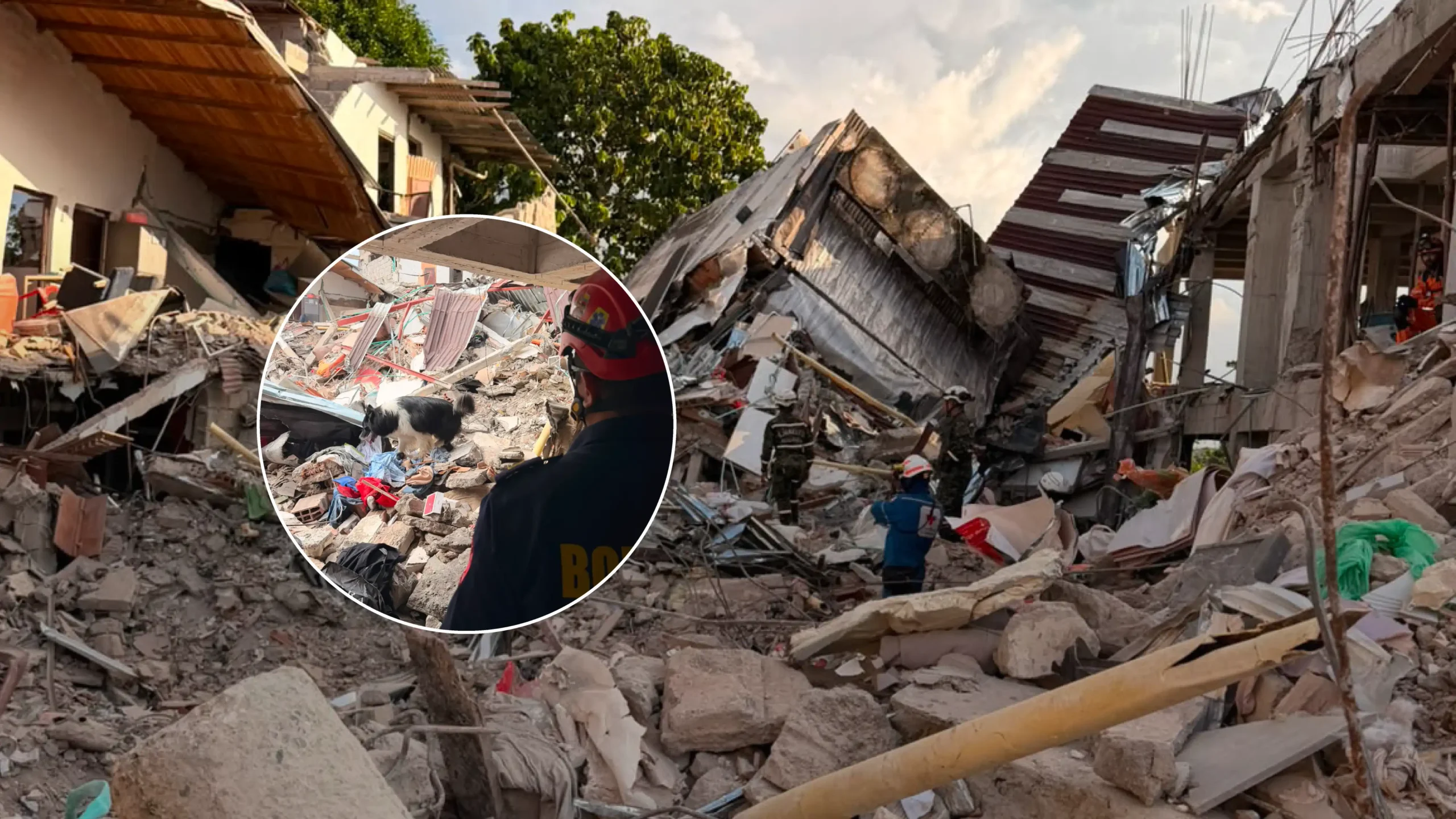 Bomberos de Sabaneta y Envigado ya están en la zona del terremoto: con caninos apoyan labores de búsqueda y rescate de desaparecidos
